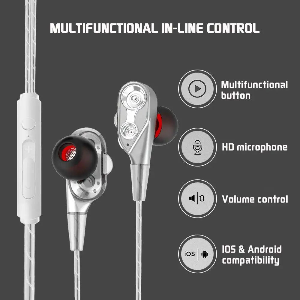 Audífonos In-Ear con Micrófono 3.5mm | Sonido Estéreo Dual Drive para Celular