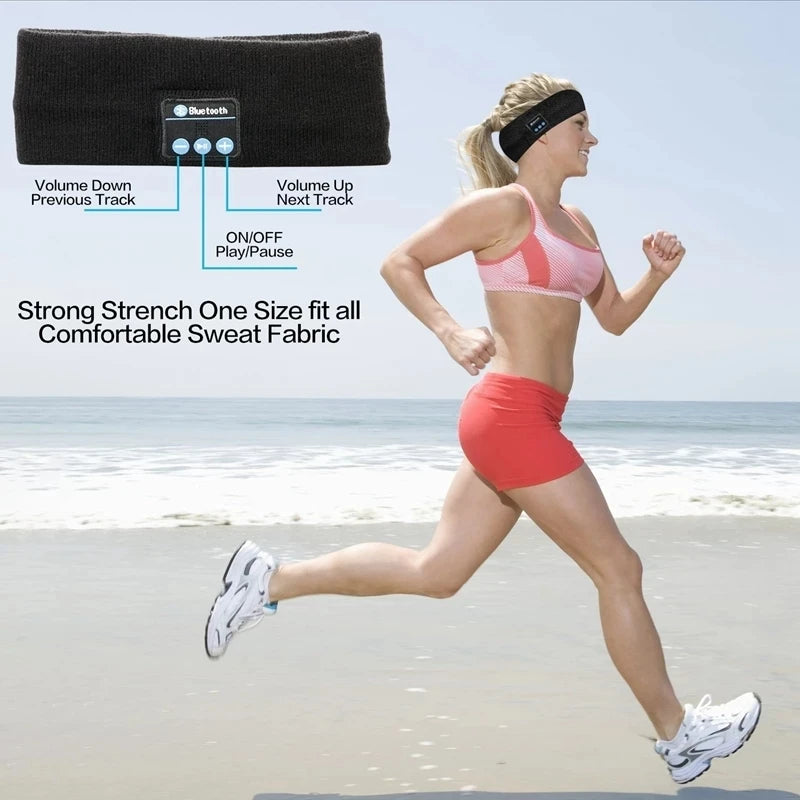 Banda Deportiva Bluetooth 5.0 con Audífonos Integrados para Dormir, Hacer Deporte y Escuchar Música