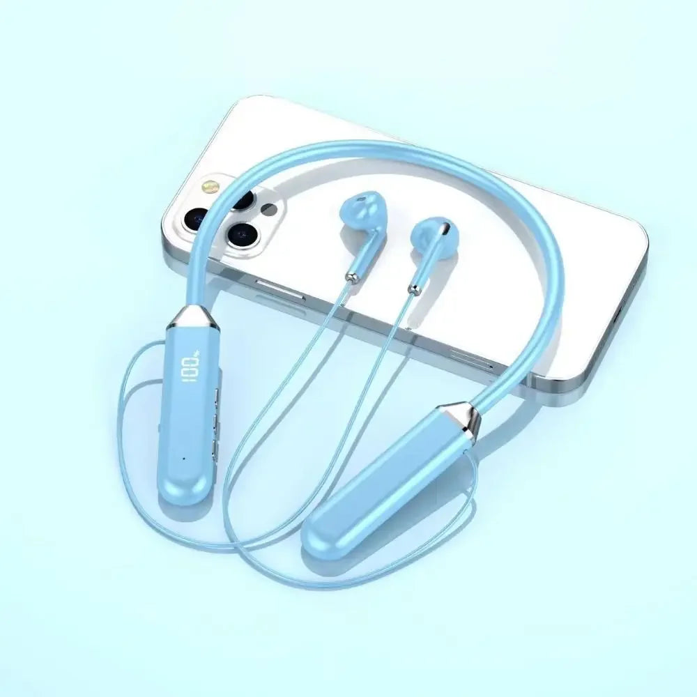 Auriculares Deportivos Inalámbricos Tipo Neckband Bluetooth con Sonido Estéreo y Pantalla LED de Batería
