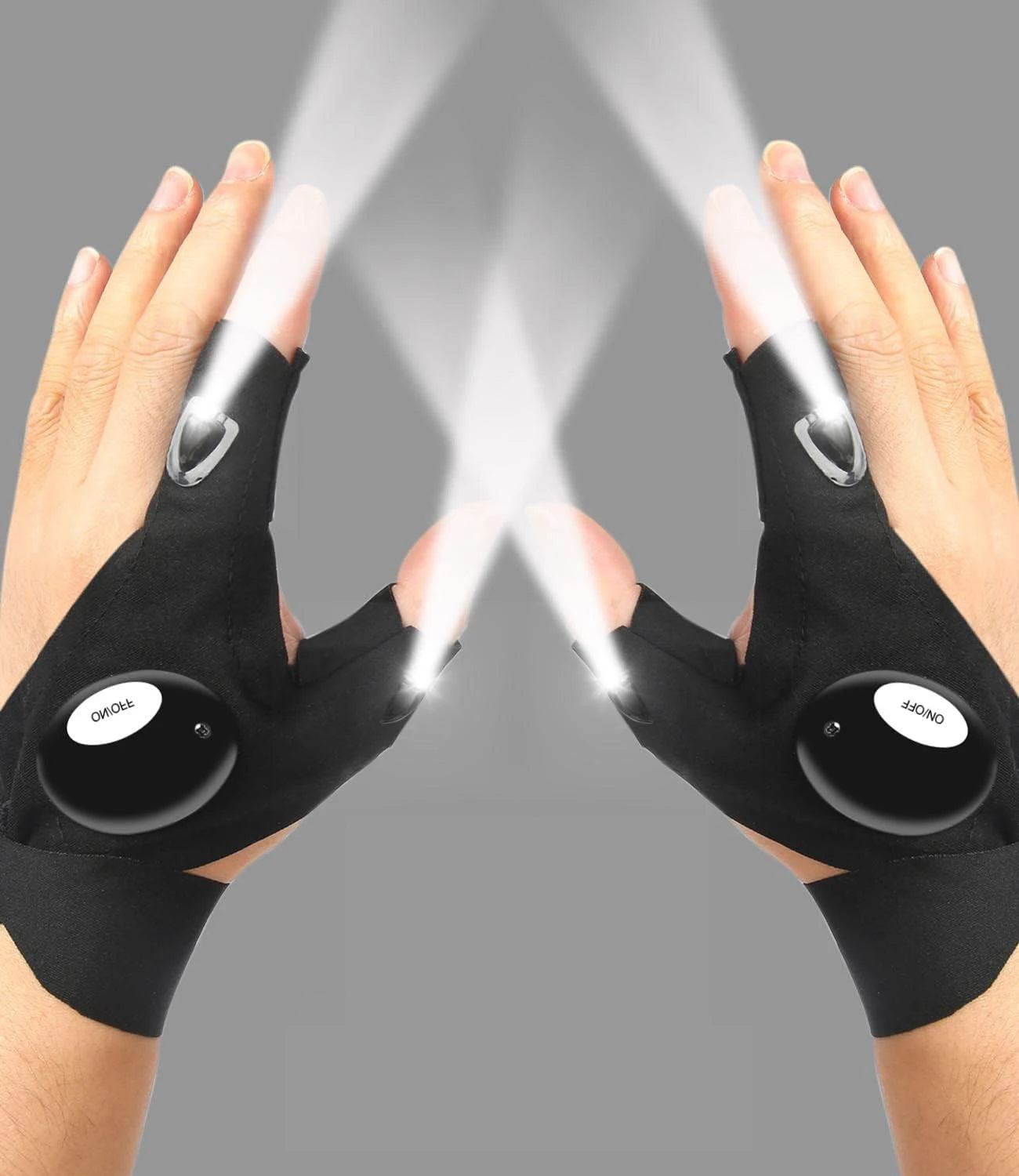 Guante de medio dedo LED para hombre y mujer, resistente al agua, para exteriores, pesca nocturna, cebo, ciclismo, correr, linterna, guantes sin dedos duraderos