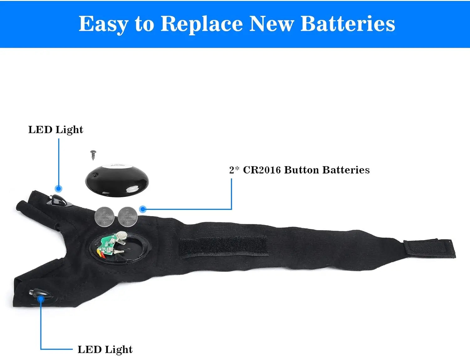 Guante de medio dedo LED para hombre y mujer, resistente al agua, para exteriores, pesca nocturna, cebo, ciclismo, correr, linterna, guantes sin dedos duraderos